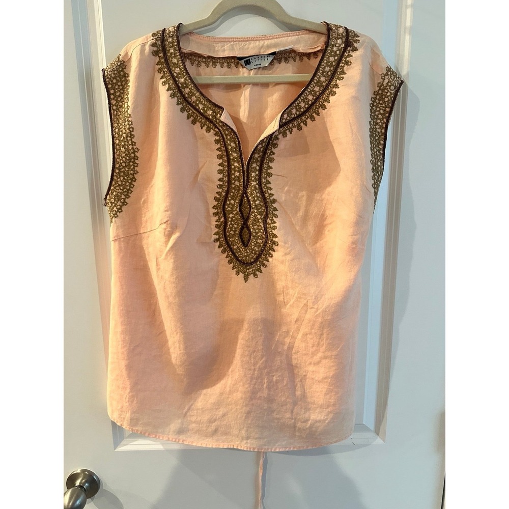 Carole Little 100% Linen Top size 1X Sleeveless Summer